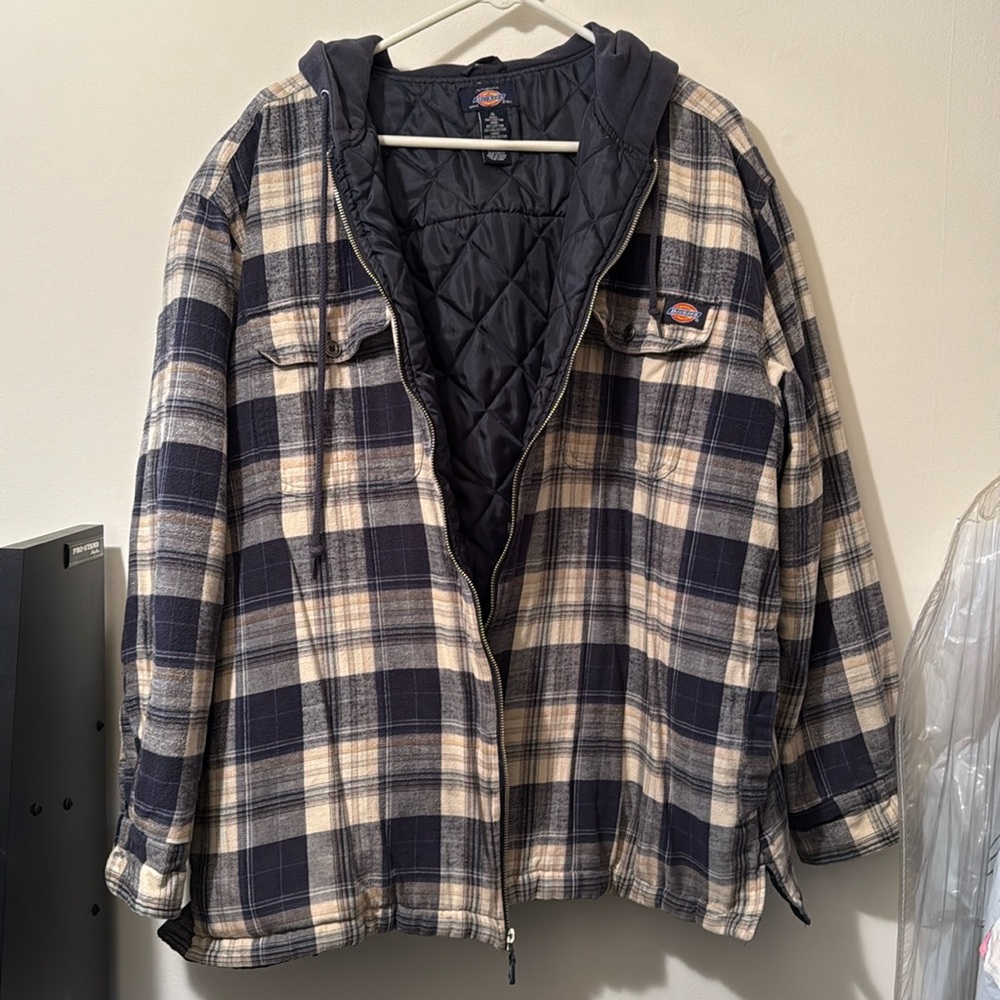 Men’s Hooded Dickies Flannel zippered Jacket XL
